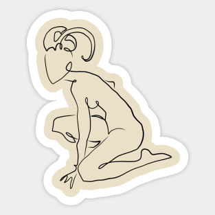 Capricorn Celestial Line Art Sticker